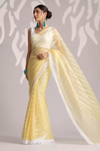 yellow smart ready to wear bollywood style chiffon saree for party looks