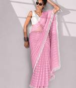 pink smart ready to wear bollywood style chiffon saree for party looks