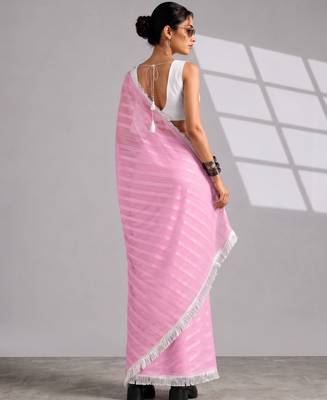 pink smart ready to wear bollywood style chiffon saree for party looks 2