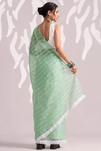 green smart ready to wear bollywood style chiffon saree for party looks