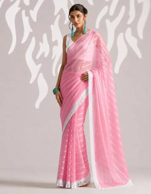 peach smart ready to wear bollywood style chiffon saree for party looks 1