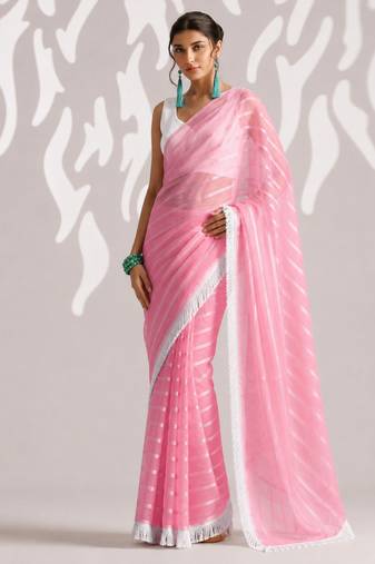 peach smart ready to wear bollywood style chiffon saree for party looks