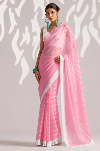 peach smart ready to wear bollywood style chiffon saree for party looks