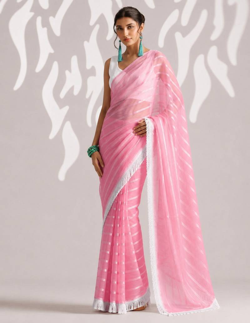 peach smart ready to wear bollywood style chiffon saree for party looks