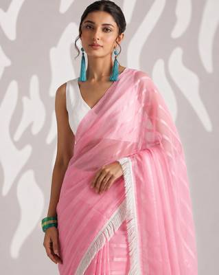 peach smart ready to wear bollywood style chiffon saree for party looks 3