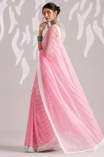 peach smart ready to wear bollywood style chiffon saree for party looks