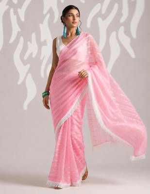 peach smart ready to wear bollywood style chiffon saree for party looks 5
