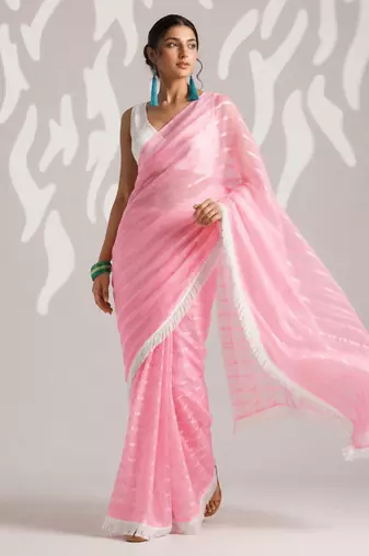 peach smart ready to wear bollywood style chiffon saree for party looks