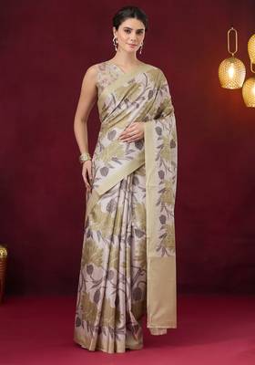 green beautiful partywear ready to wear designer printed saree 1