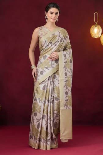 green beautiful partywear ready to wear designer printed saree