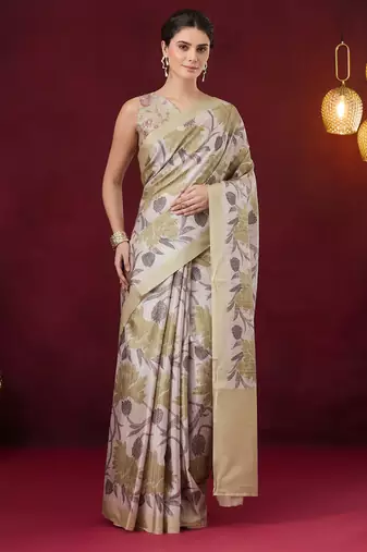 green beautiful partywear ready to wear designer printed saree