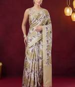 green beautiful partywear ready to wear designer printed saree