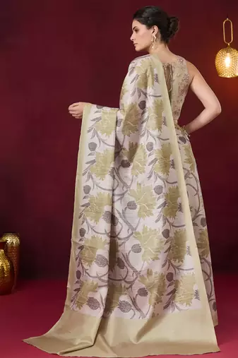 green beautiful partywear ready to wear designer printed saree