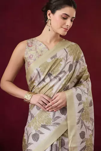green beautiful partywear ready to wear designer printed saree