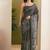 dark green beautiful partywear ready to wear designer printed saree