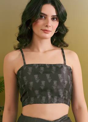 dark green beautiful partywear ready to wear designer printed saree 5
