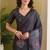 black beautiful partywear ready to wear designer printed saree