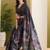 black beautiful partywear ready to wear designer printed saree