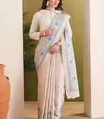 beige beautiful partywear ready to wear designer printed saree