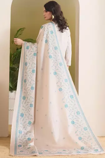 beige beautiful partywear ready to wear designer printed saree