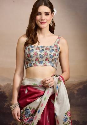 red beautiful partywear ready to wear designer printed saree 5