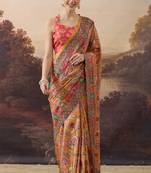 orange beautiful partywear ready to wear designer printed saree