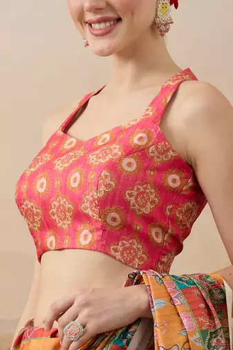 orange beautiful partywear ready to wear designer printed saree