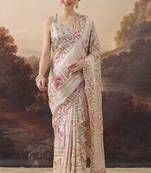 beige beautiful partywear ready to wear designer printed saree