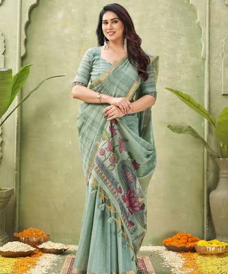 grey ghicha cotton blend fabric beautiful woven designer ethnic saree 4