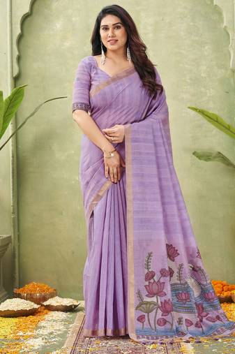 purple ghicha cotton blend fabric beautiful woven designer ethnic saree