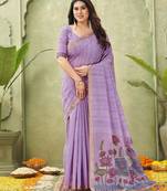 purple ghicha cotton blend fabric beautiful woven designer ethnic saree
