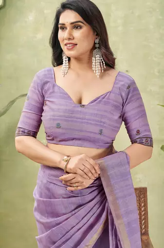 purple ghicha cotton blend fabric beautiful woven designer ethnic saree