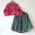 Green and magenta pink hand block printed cotton lehenga set