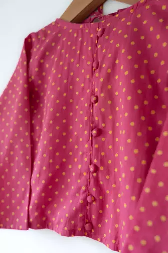 Green and magenta pink hand block printed cotton lehenga set