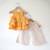Yellow and off white hand block printed cotton top and pallazo set