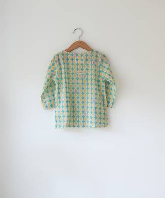 Green hand block printed cotton kurta 2