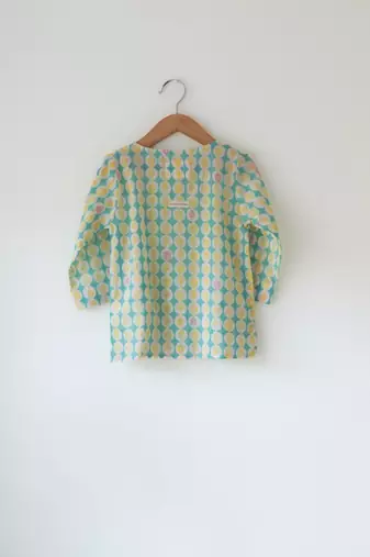 Green hand block printed cotton kurta