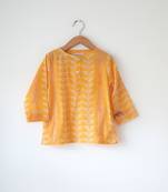 Yellow hand block printed cotton kurta
