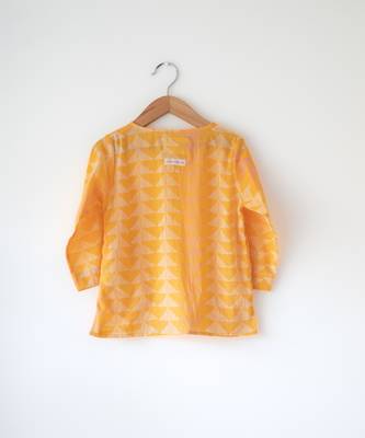 Yellow hand block printed cotton kurta 2