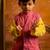 Magenta pink hand block printed cotton nehru jacket