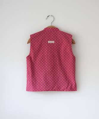 Magenta pink hand block printed cotton nehru jacket 3