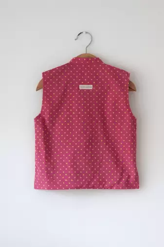 Magenta pink hand block printed cotton nehru jacket