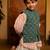 Green hand block printed cotton nehru jacket