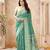 sea green handloom silk blend fabric woven designer graceful saree