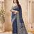 blue handloom silk blend fabric woven designer graceful saree