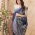 blue handloom silk blend fabric woven designer graceful saree