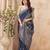blue handloom silk blend fabric woven designer graceful saree