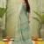 green beautiful designer ikkat printed jute linen saree