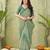 green beautiful designer ikkat printed jute linen saree