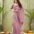 pink beautiful designer ikkat printed jute linen saree